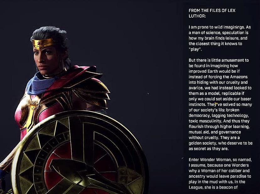 Wonder Woman's (Susan Eisenberg) Codex Entry in Suicide Squad: Kill the Justice League (2024), Rocksteady Studios