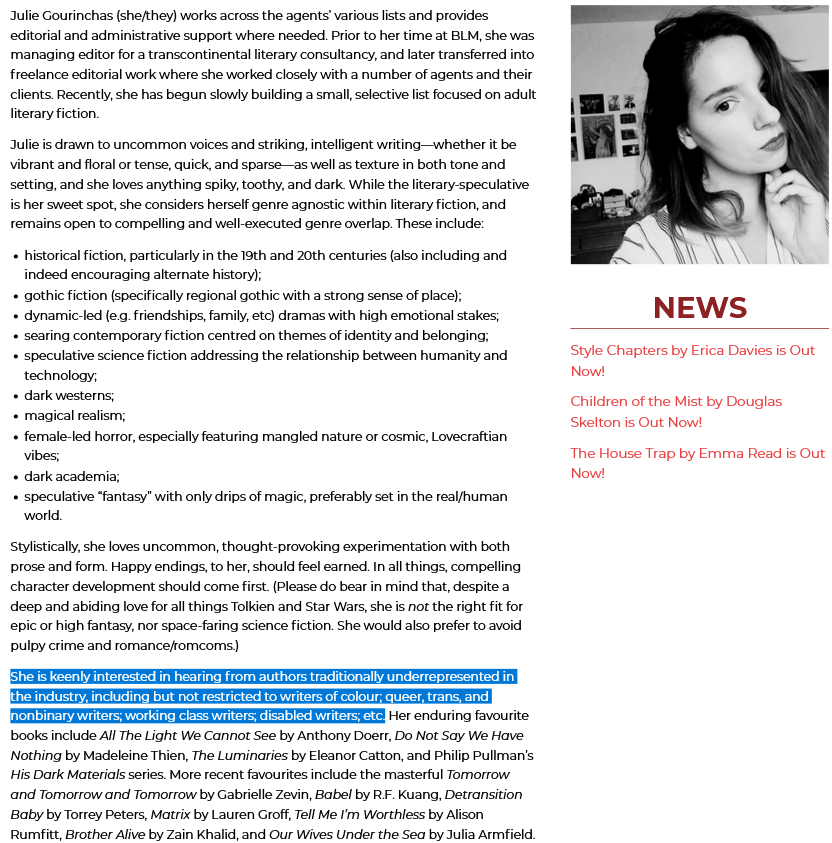 Julie Gourinchas weighs in on what Bell Lomax Moreton is looking for from their authors