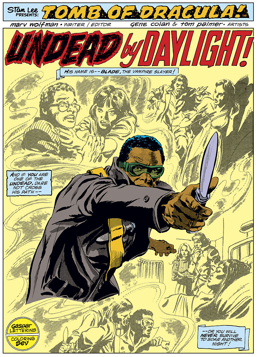 Quincy Harker, Frank Drake, Rachel van Helsing, Harold H. Harold fight in Tomb of Dracula #58 (1977)