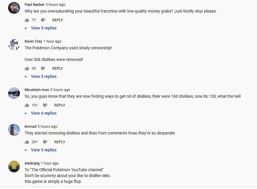 Pokemon United Youtube comments 2