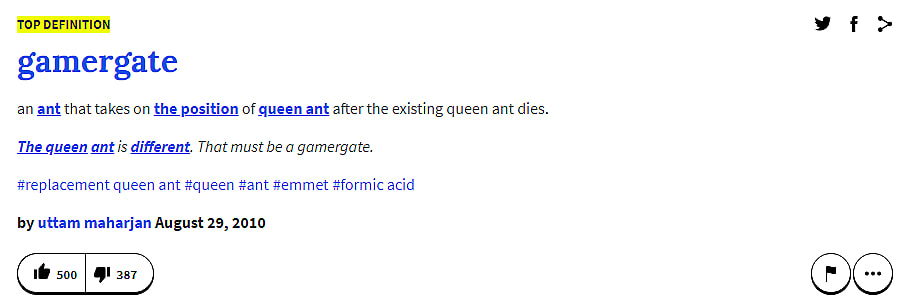 UrbanDictionary Removes Entries Related to GamerGate and Zoe Quinn