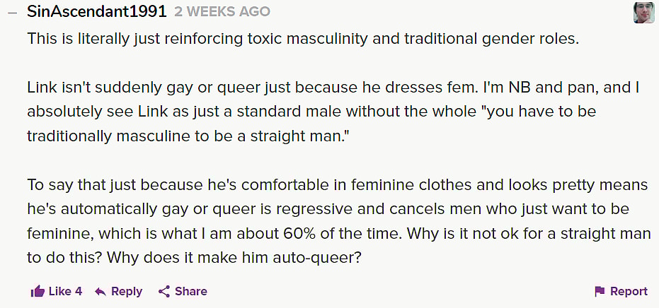 SinAscendant1991 defies Polygon's editorial as "regressive" via Link is a gay icon, and Zelda fans know it, Samantha Puc, Polygon