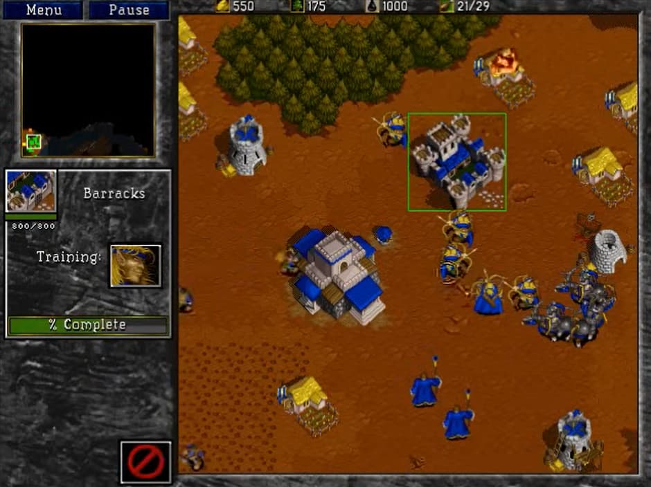 The Alliance builds their forces in Warcraft II: Tides of Darkness (1995), Blizzard Entertainment