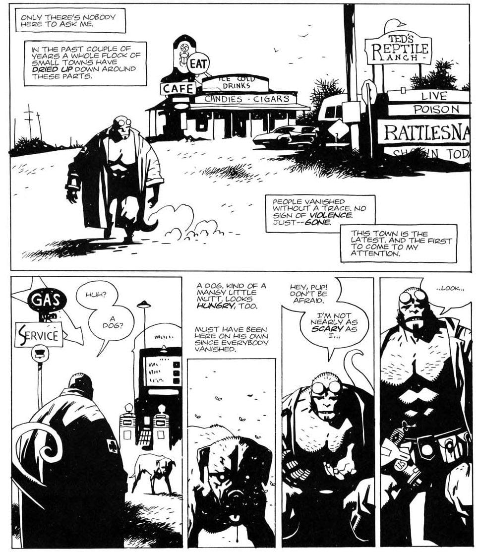 Hellboy makes his first official appearance in San Diego Comic-Con Comics Vol. 1 #2 (1993), Dark Horse Comics. Words by John Byrne, art by Mike Mignola.
