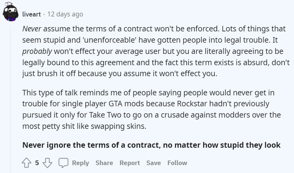 User liveart warns others not to take The Callisto Protocol's Rules of Conduct lightly via Reddit