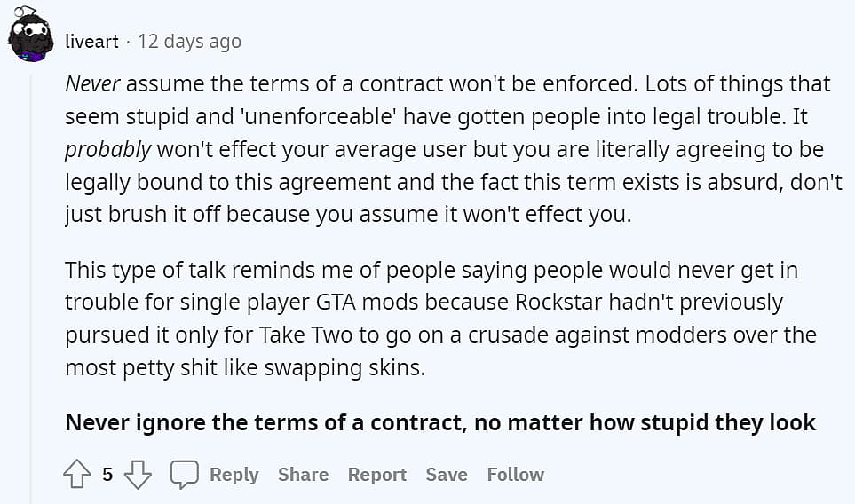 User liveart warns others not to take The Callisto Protocol's Rules of Conduct lightly via Reddit