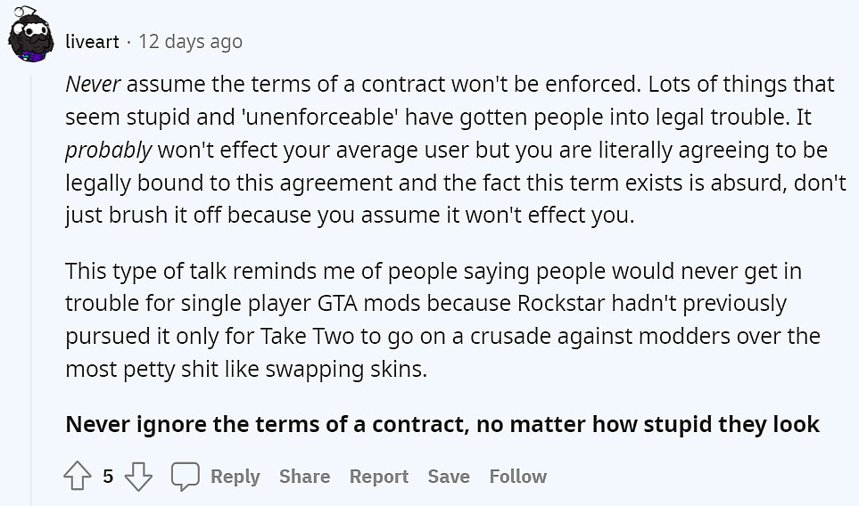 User liveart warns others not to take The Callisto Protocol's Rules of Conduct lightly via Reddit