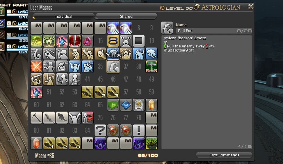 The User Macros menu in Final Fantasy XIV: Endwalker (2021), Square Enix