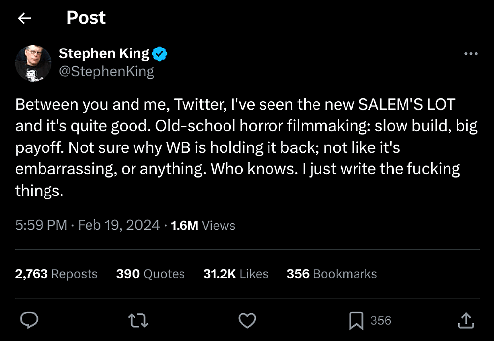 King writes the things