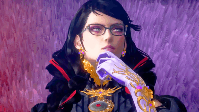 Bayonetta (Atsuko Tanaka) ponders on her current situation in Bayonetta 3 (2022), PlatinumGames