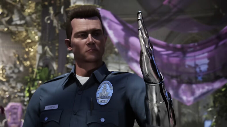 The T-1000 (TBA) practices his shape-shifting abilities in Mortal Kombat 1 (2023), Warner Bros. Games. 