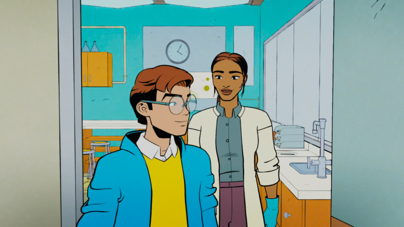 Dr. Carla Connors (Zehra Fazal) attempts to hype up Peter Parker (Hudson Thames) for his upcoming work in energy research in Your Friendly Neighborhood Spider-Man Season 1 Episode 2 "The Parker Luck" (2025), Marvel Entertainment