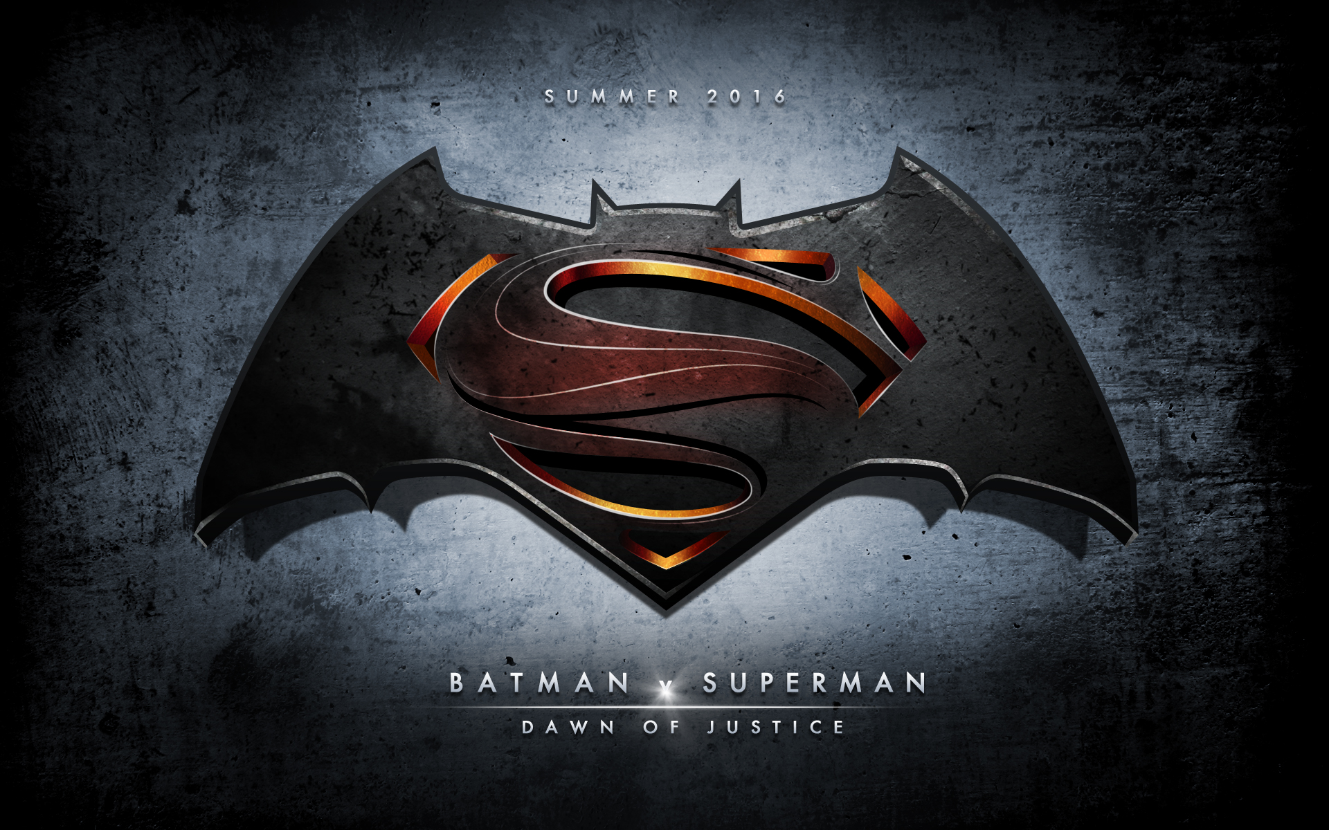 Batman v Superman Dawn of Justice movie poster and logo