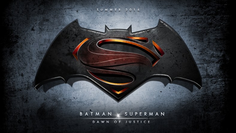 Batman v Superman Dawn of Justice movie poster and logo
