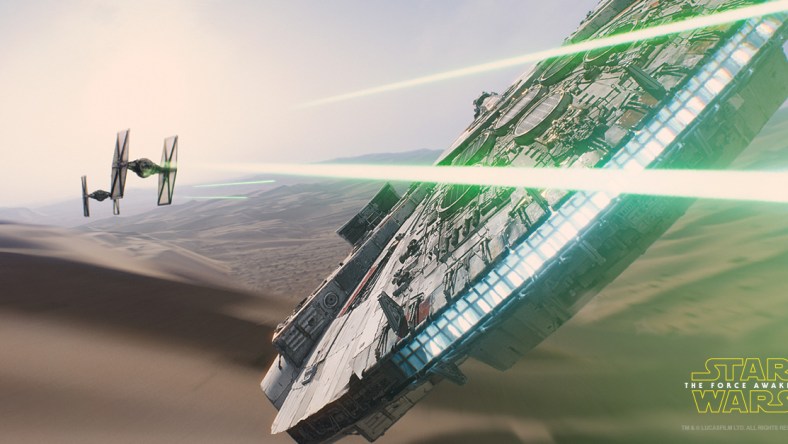 Millennium Falcon on Jakku Star Wars The Force Awakens