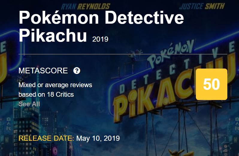 Detective Pikachu Metacritic