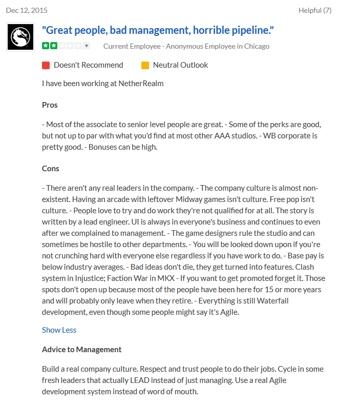 NetherRealm Studios "Actively Looking Into All Allegations" of Hostile Work Environment and Abusive Management Practices