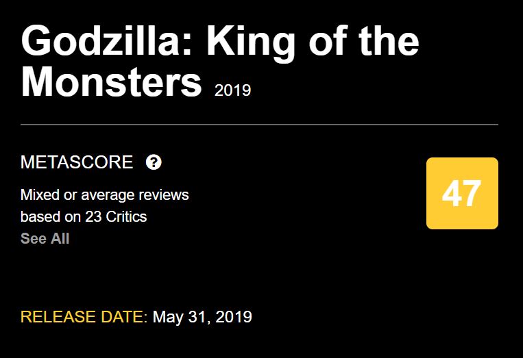 Godzilla King of the Monsters Metacritic