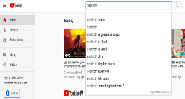 Tifa Lockhart Content Blocked from YouTube’s Auto-Fill Suggestions - Sephiroth Search Results