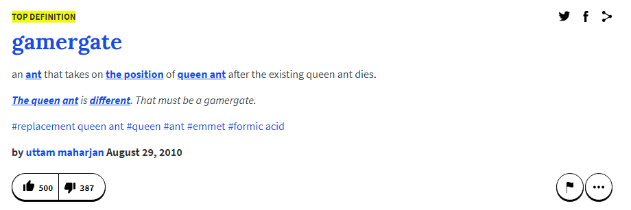 UrbanDictionary Removes Entries Related to GamerGate and Zoe Quinn