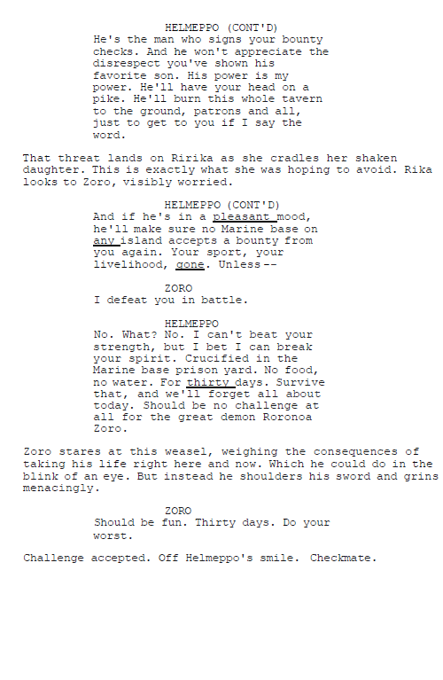 Netflix S One Piece Sees Named Marines Given More Prominent Roles Zoro Fighting Mr 7 According To Alleged Leaked Script 14 Bounding Into Comics