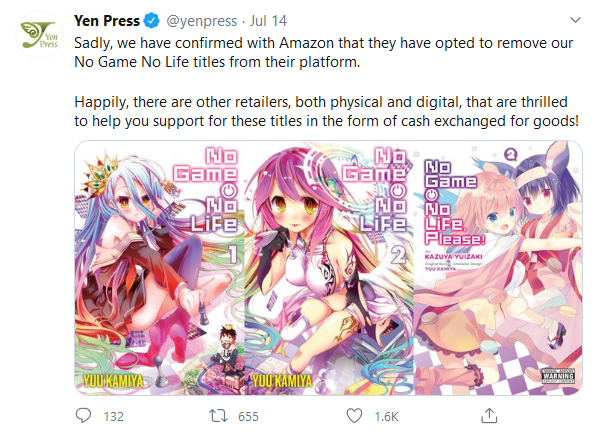 Amazon US Begins to Stealth Delists Various Light Novels and Manga from Kindle Service, including No Game No Life and Oreimo