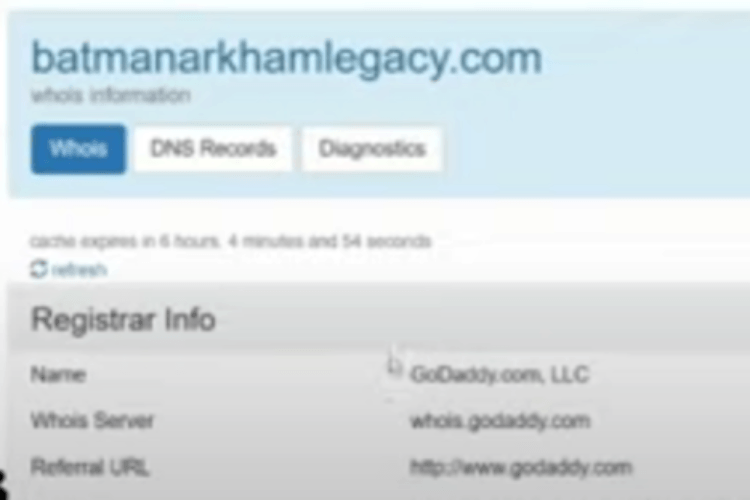 Screenshot ArkhamLegacy-GoDaddy
