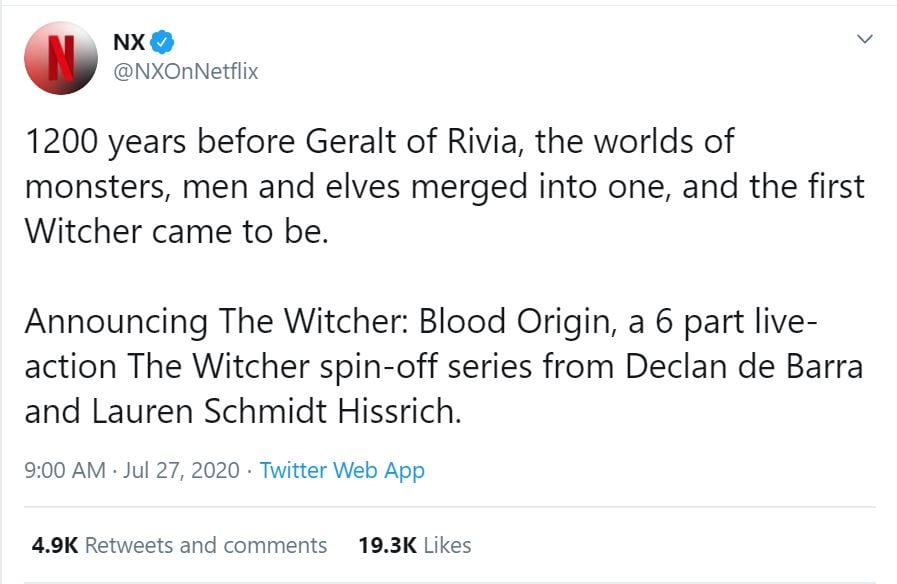 Netflix Announces 'The Witcher: Blood Origin,' A New Live-Action Prequel  Series