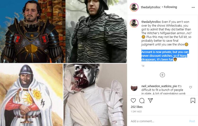 Leaked Image Reveals First Look At Wheel of Time's Whitecloak Armor