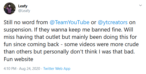 YouTuber Leafy Banned From Platform For Violating "Harassment" Policy in Series of Videos on Streamer Pokimane