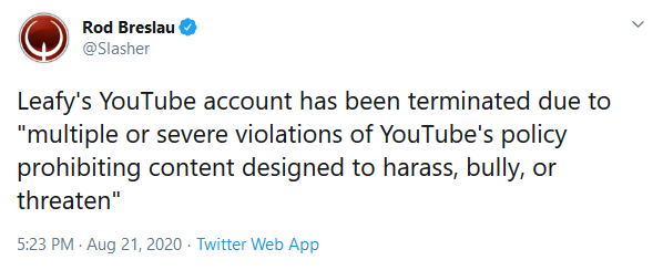 YouTuber Leafy Banned From Platform For Violating "Harassment" Policy in Series of Videos on Streamer Pokimane