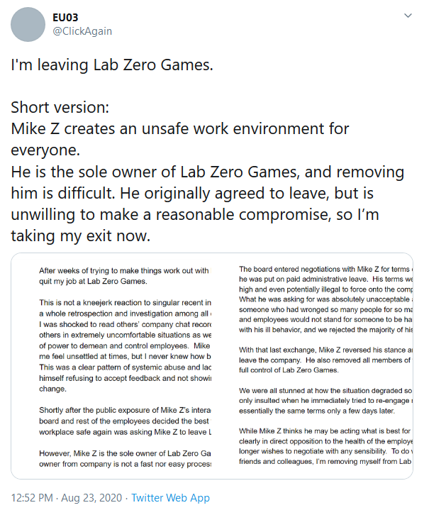 Several Staff Members Leave Skullgirls Studio Lab Zero Games Over Lead Designer Mike Zaimont’s Alleged Behavior