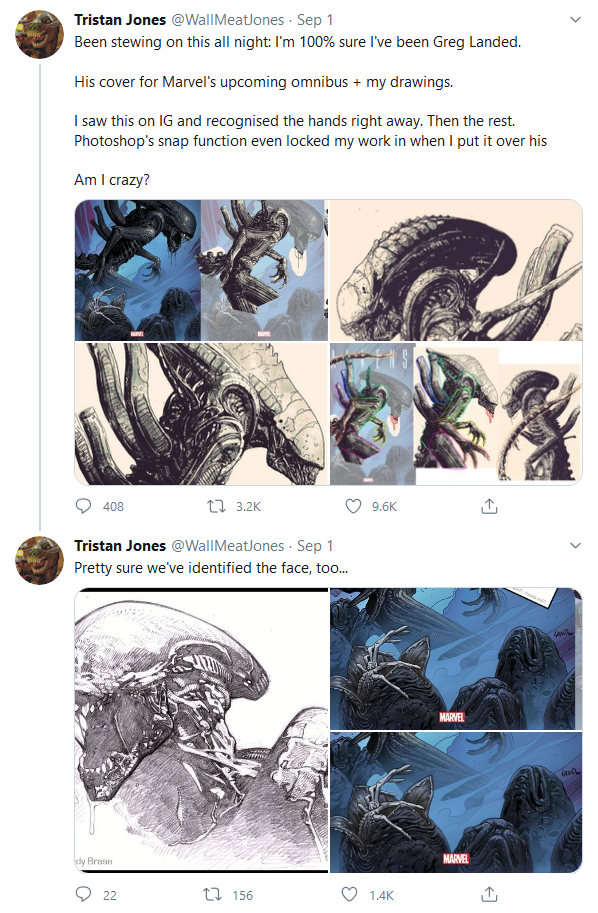 Marvel Comics and Greg Land Accused of Tracing Dark Horse Aliens Artist Tristan Jones Work for Aliens Omnibus Cover