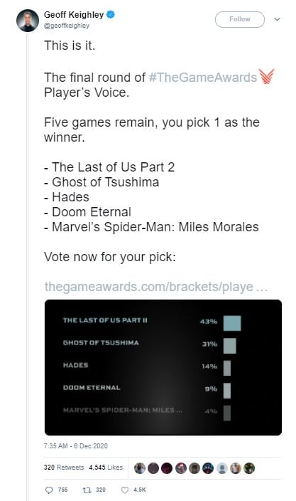 It is i ! Neil Druckmann ! Just to say a big thank you for everyone in this  sub and to notify that your check for defending my game will soon arrive.