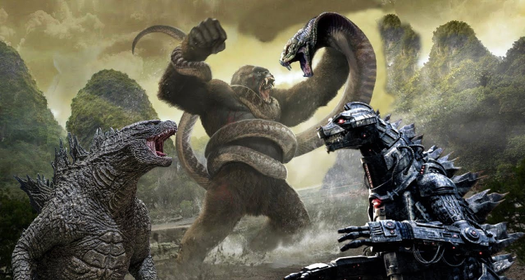 Godzilla; Kong on Skull Island vs Mechagodzilla and snake