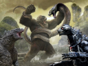 Godzilla; Kong on Skull Island vs Mechagodzilla and snake