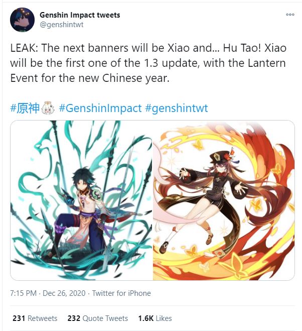 Genshin Impact 1.3 Update Leak Reveals New Character Banners And Event -  Bounding Into Comics
