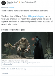boycott hogwarts legacy reddit