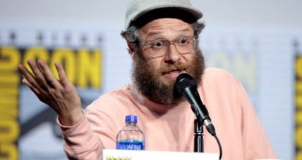 Seth Rogen speaking at the 2019 San Diego Comic Con International, for "Preacher", at the San Diego Convention Center in San Diego, California. Photo Credit: Gage Skidmore
