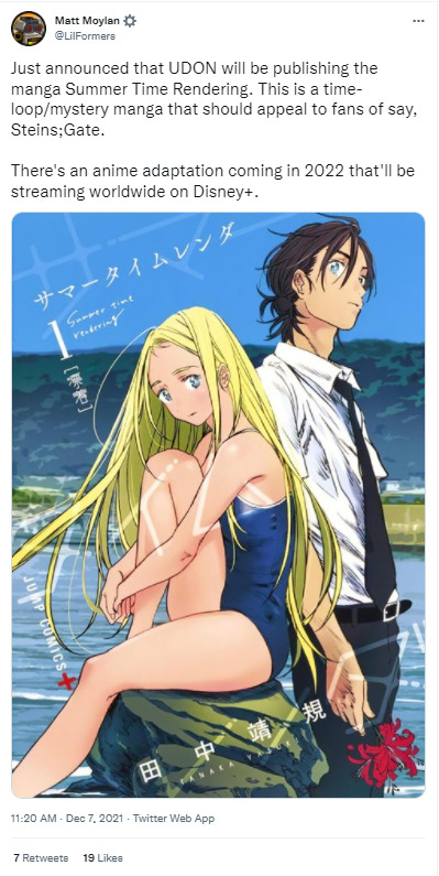 Summer Time Rendering gets censored by UDON Entertainment