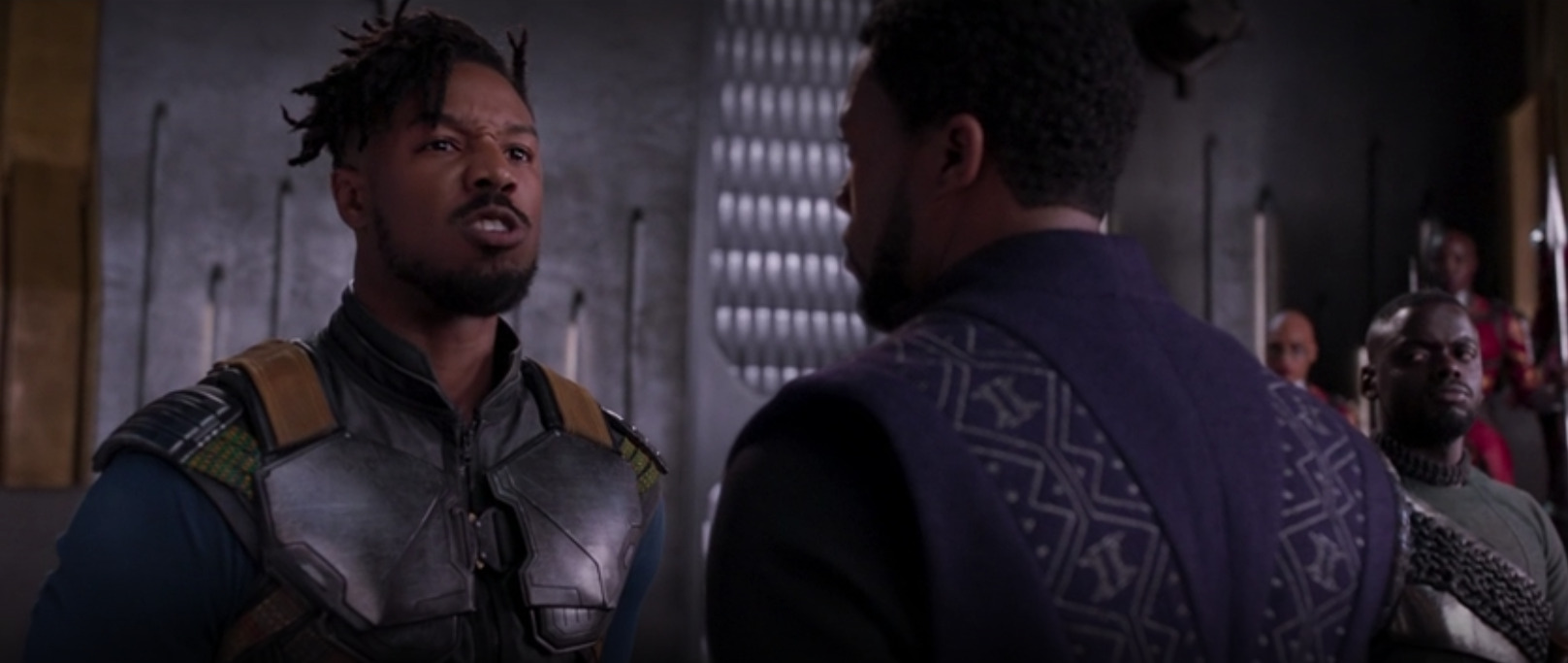In Black Panther (2018), Michael B. Jordan's suit resembles a panther. This  is a reference to the titular character who also wears a suit that  resembles the same animal. : r/shittymoviedetails