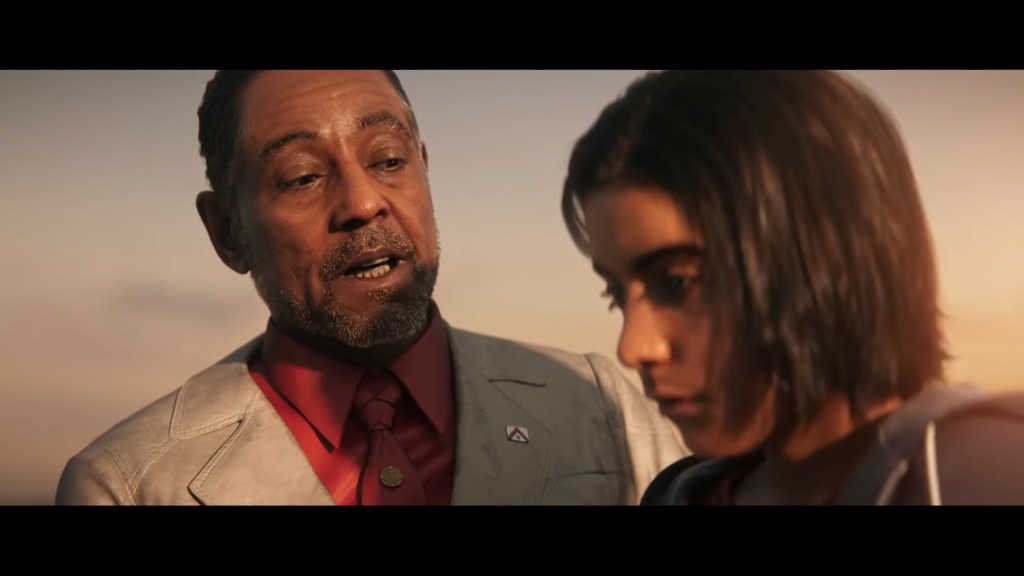 Antón Castillo (Giancarlo Esposito) taunts Dani (Nisa Gunduz) in Far Cry 6 (2021), Ubisoft