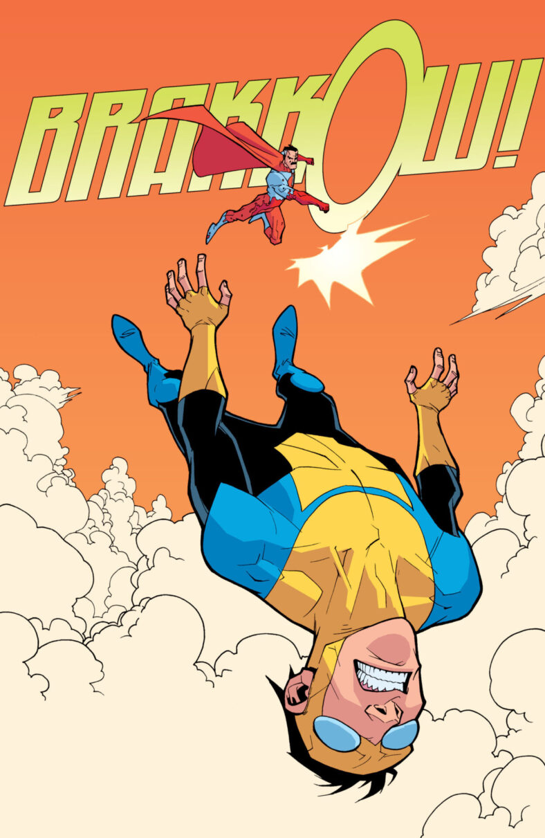 Omni-Man tries to knock some Viltrumite pride into Mark in Invincible Vol. 1 #12 "Perfect Strangers, Part 4" (2004), Image Comics. Words by Robert Kirkman, art by Ryan Ottley and Michael Crabtree.