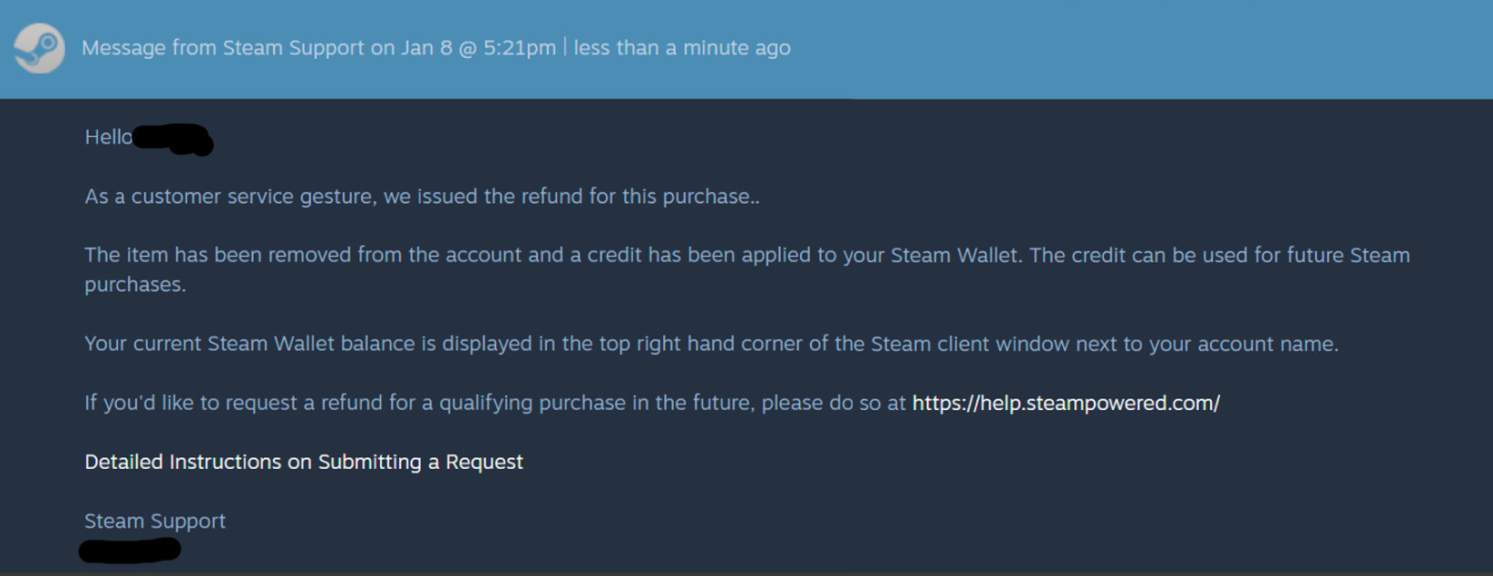 Steam Support :: How To Request A Refund