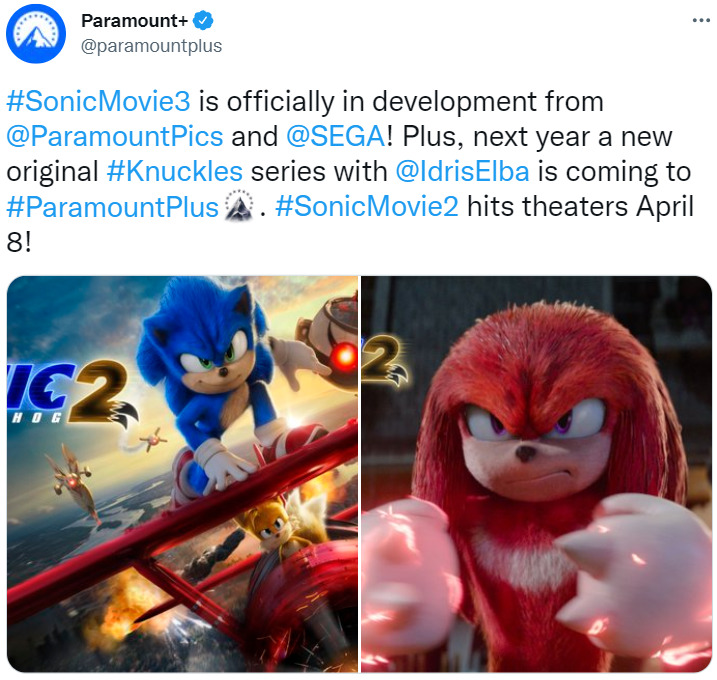 Third Sonic the Hedgehog film and Paramount+ live-action series announced -  Gematsu