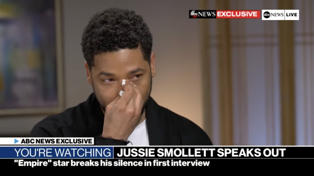 Jussie Smollett gives his first interview following his now-confirmed-to-be-a-hoax-hate crime via ABC News