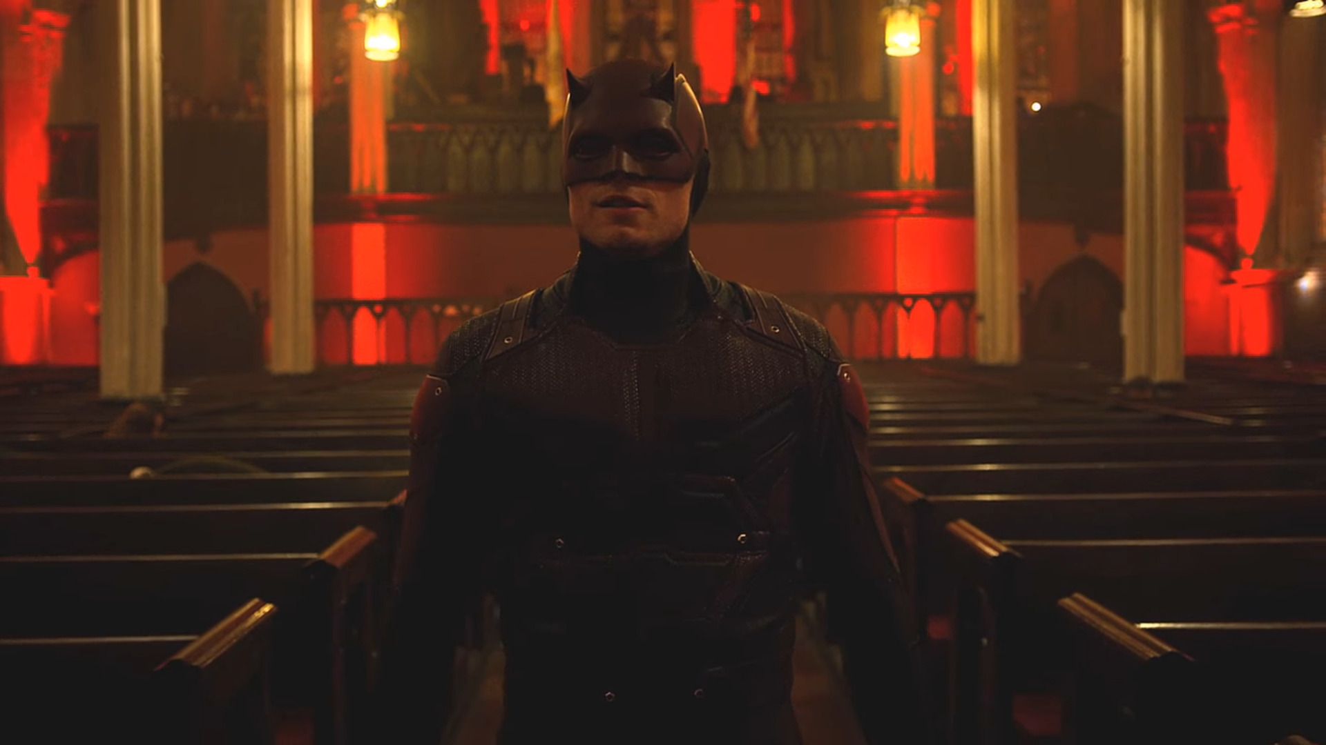 Daredevil (Charlie Cox) confronts Bullseye (Wilson Bethel) in Daredevil Season 3 Episode 10 "Karen" (2018), Marvel Entertainment