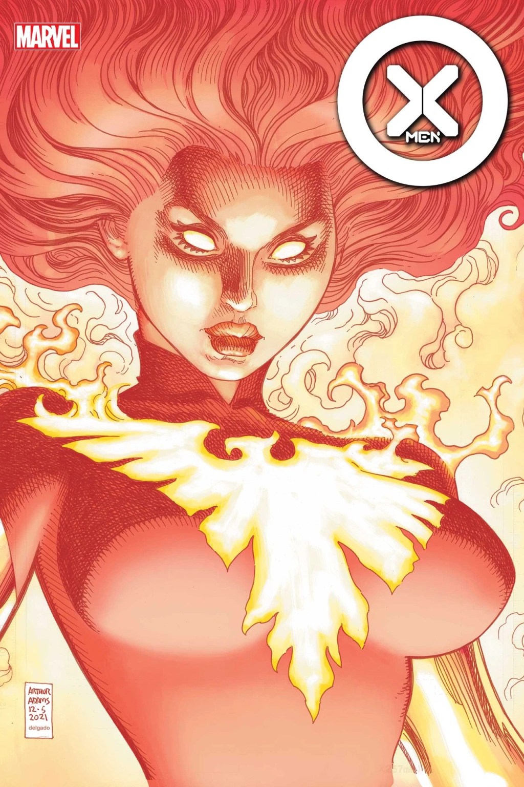 The Phoenix rises on Art Adams' variant cover to X-Men Vol. 6 #13 (2022), Marvel Comics. Variant cover art by Art Adams.