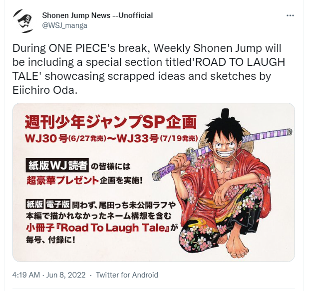 One Piece' manga enters month-long hiatus as writer gets eye surgery