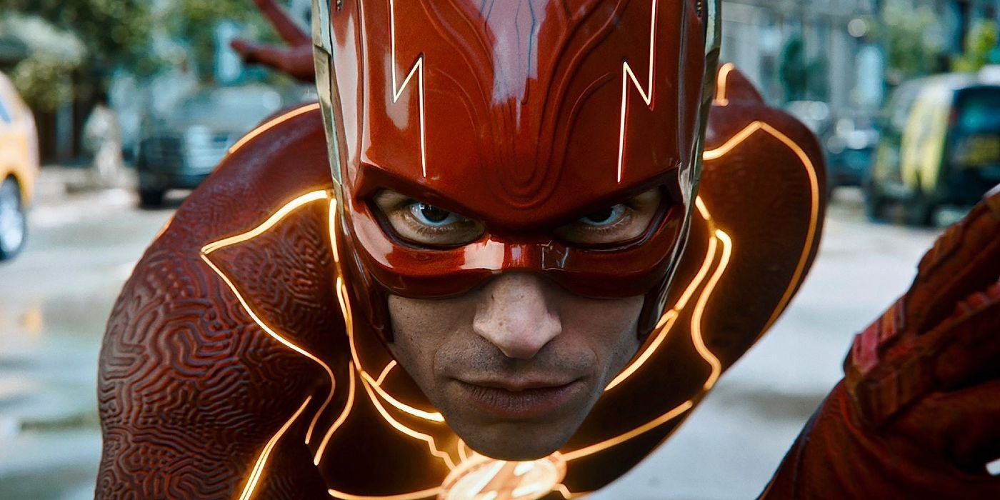 Barry Allen (Ezra Miller) suits up in The Flash (2023), Warner Bros. Pictures